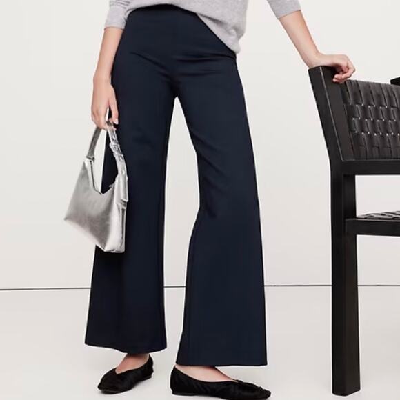 Banana Republic High Rise Wide Leg Cropped Everywhere Ponte Pant Blue 713496 XXL - Picture 1 of 11